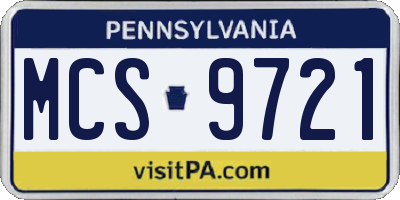 PA license plate MCS9721