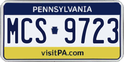 PA license plate MCS9723