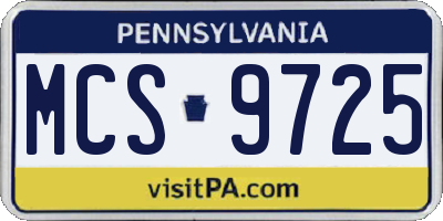 PA license plate MCS9725