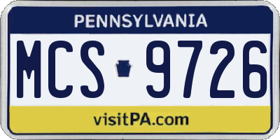 PA license plate MCS9726