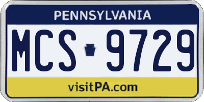 PA license plate MCS9729