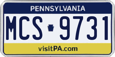 PA license plate MCS9731