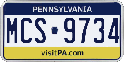 PA license plate MCS9734