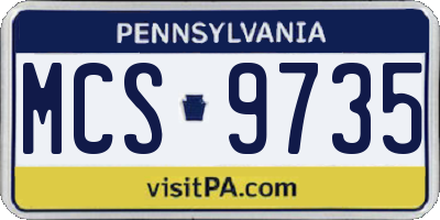 PA license plate MCS9735