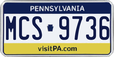 PA license plate MCS9736