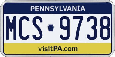 PA license plate MCS9738