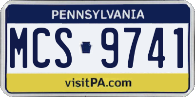 PA license plate MCS9741