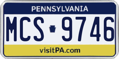 PA license plate MCS9746