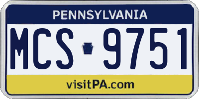 PA license plate MCS9751