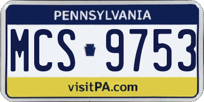 PA license plate MCS9753