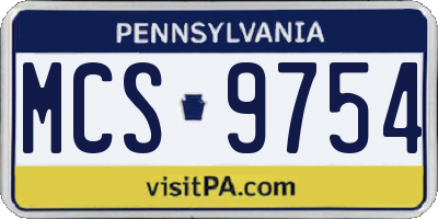 PA license plate MCS9754