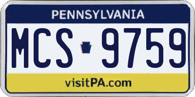 PA license plate MCS9759