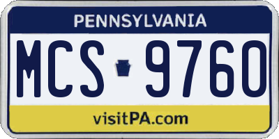 PA license plate MCS9760