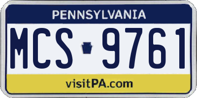 PA license plate MCS9761