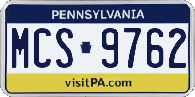 PA license plate MCS9762