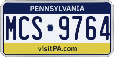 PA license plate MCS9764