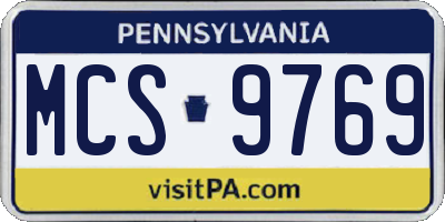 PA license plate MCS9769