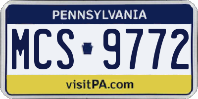 PA license plate MCS9772