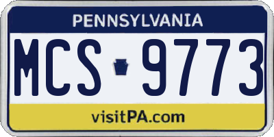 PA license plate MCS9773