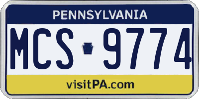 PA license plate MCS9774