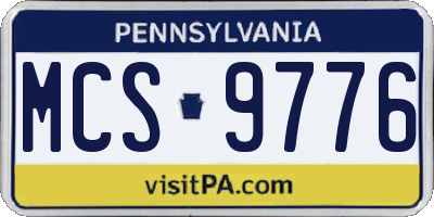PA license plate MCS9776