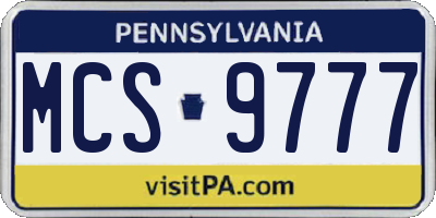 PA license plate MCS9777