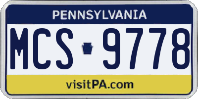 PA license plate MCS9778