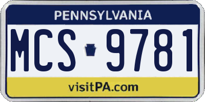 PA license plate MCS9781