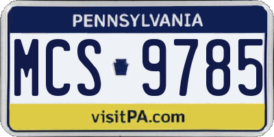 PA license plate MCS9785