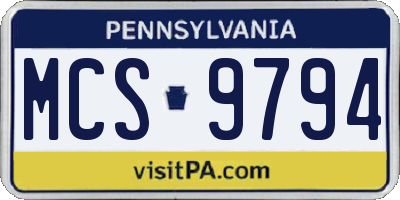 PA license plate MCS9794