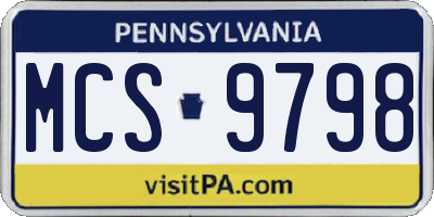 PA license plate MCS9798