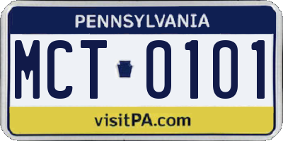 PA license plate MCT0101