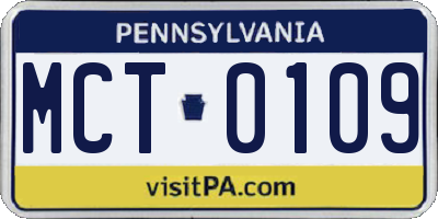 PA license plate MCT0109