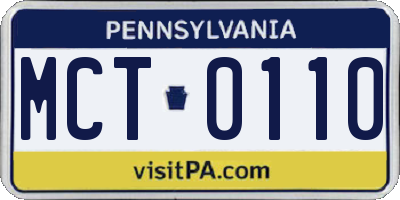 PA license plate MCT0110