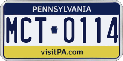 PA license plate MCT0114