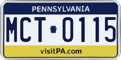 PA license plate MCT0115