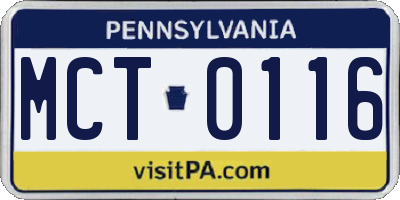 PA license plate MCT0116