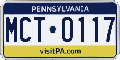 PA license plate MCT0117