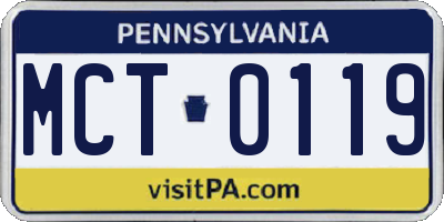 PA license plate MCT0119