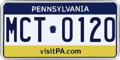 PA license plate MCT0120