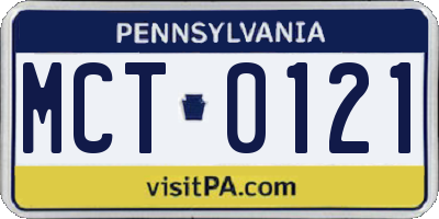 PA license plate MCT0121