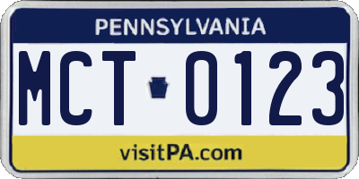 PA license plate MCT0123