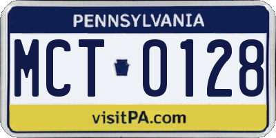 PA license plate MCT0128
