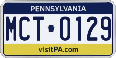 PA license plate MCT0129