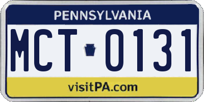 PA license plate MCT0131
