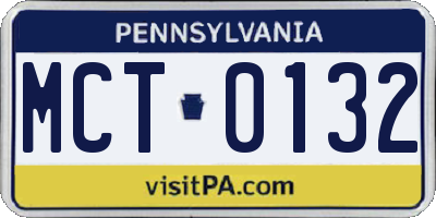 PA license plate MCT0132