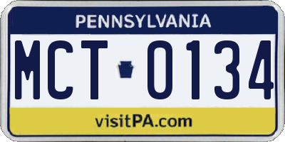 PA license plate MCT0134
