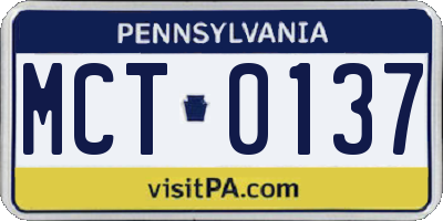 PA license plate MCT0137