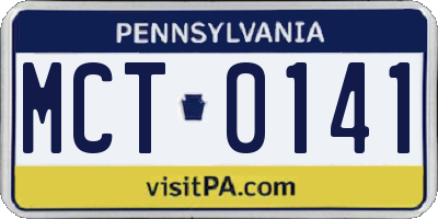 PA license plate MCT0141
