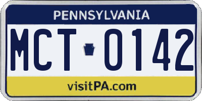 PA license plate MCT0142